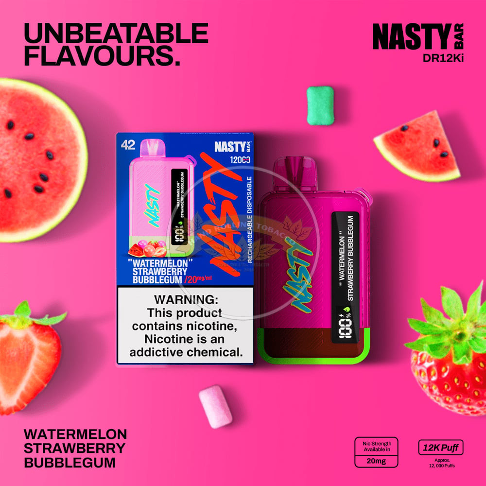 NASTY Bar DR12Ki Watermelon Strawberry Bubblegum 1 NASTY Bar DR12Ki Watermelon Strawberry Bubblegum